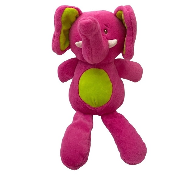 Animal Adventure Sweet Sprouts Fuchsia Neon Green Elephant Plush NWOT - Picture 1 of 8